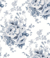 York Heritage Rose Navy/White Wallpaper