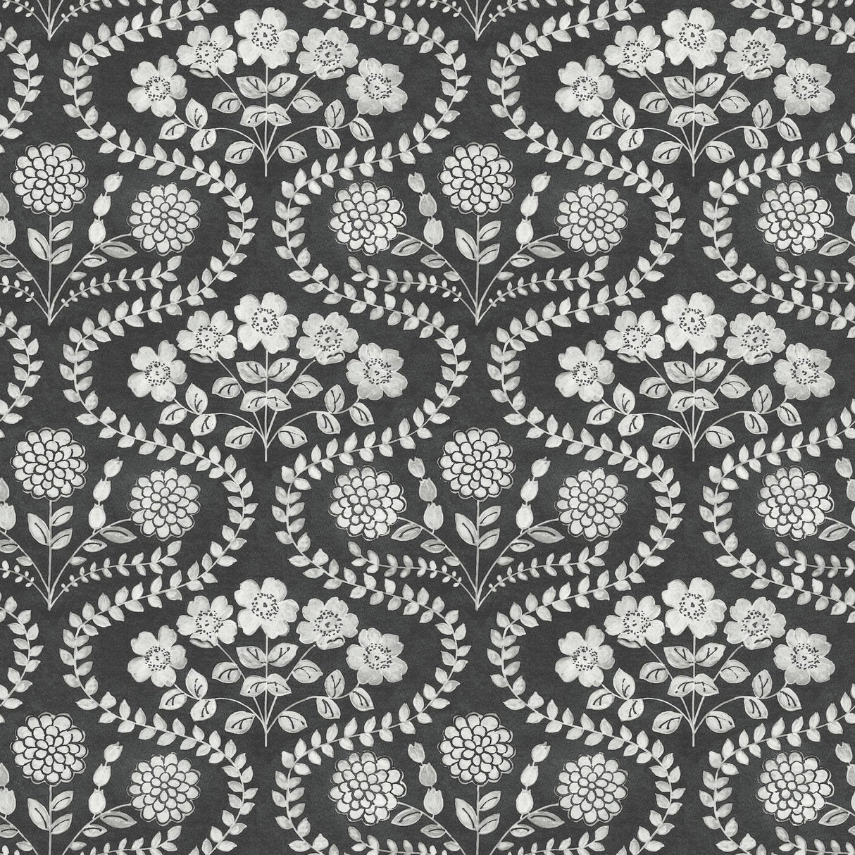 York Folksy Floral Black/White Wallpaper
