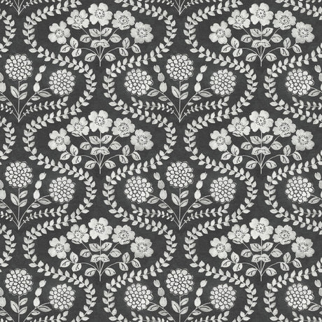 York Folksy Floral Black/White Wallpaper