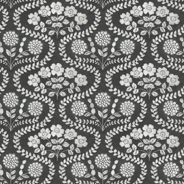 York Folksy Floral Black/White Wallpaper