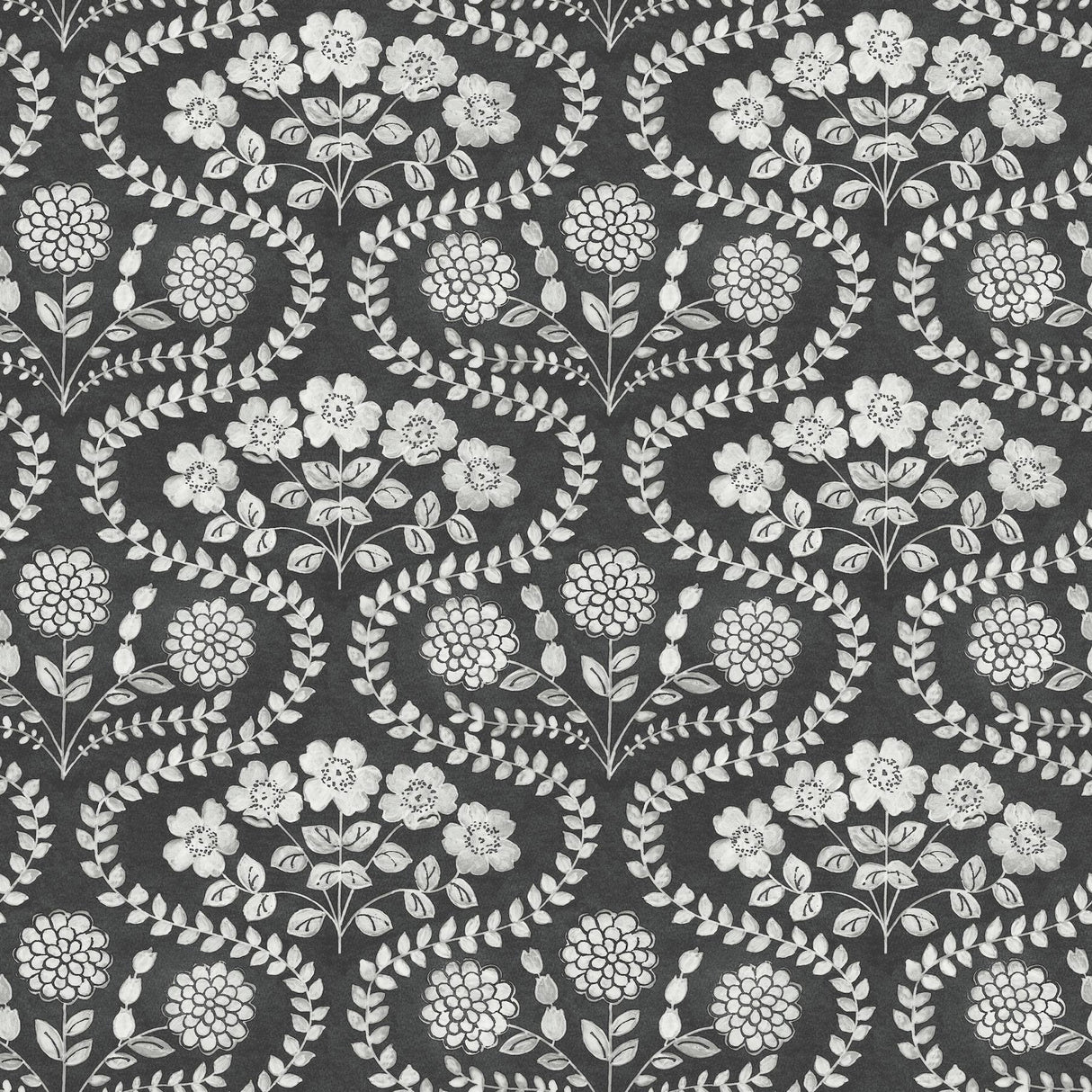 York Folksy Floral Black/White Wallpaper