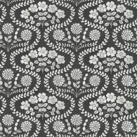 York Folksy Floral Black/White Wallpaper