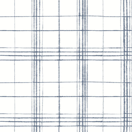 York Farmhouse Plaid Navy/White Wallpaper