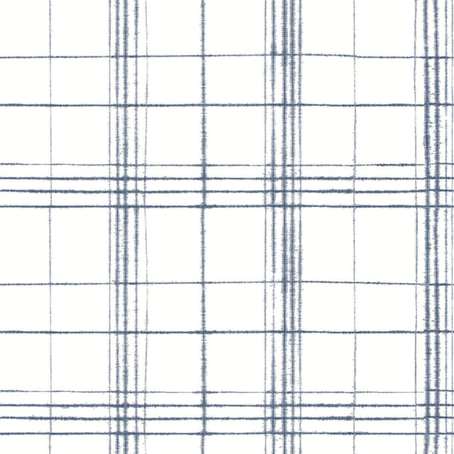York Farmhouse Plaid Navy/White Wallpaper