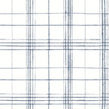 York Farmhouse Plaid Navy/White Wallpaper