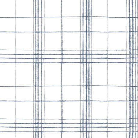 York Farmhouse Plaid Navy/White Wallpaper