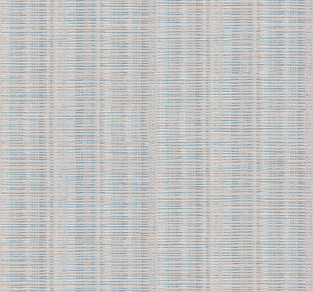 York Broken Boucle Stripe Putty/Blue Mix Wallpaper