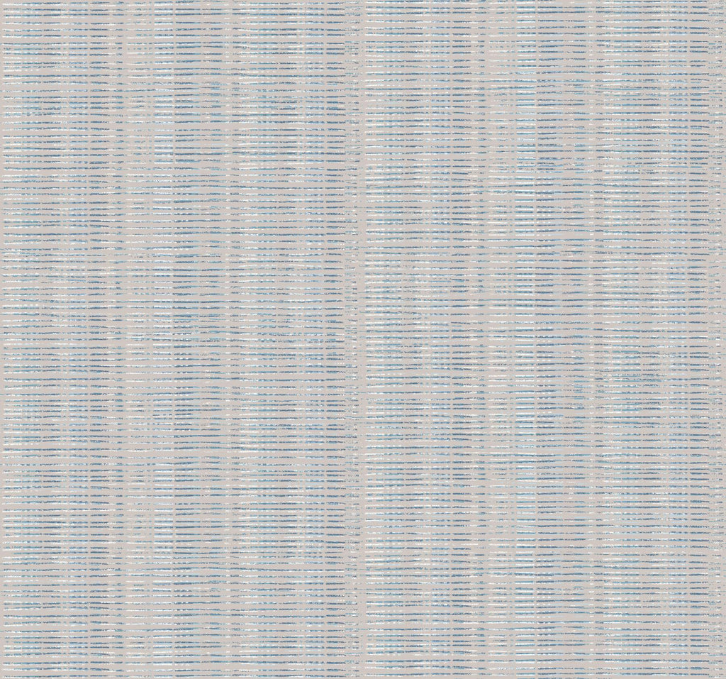 York Broken Boucle Stripe Putty/Blue Mix Wallpaper