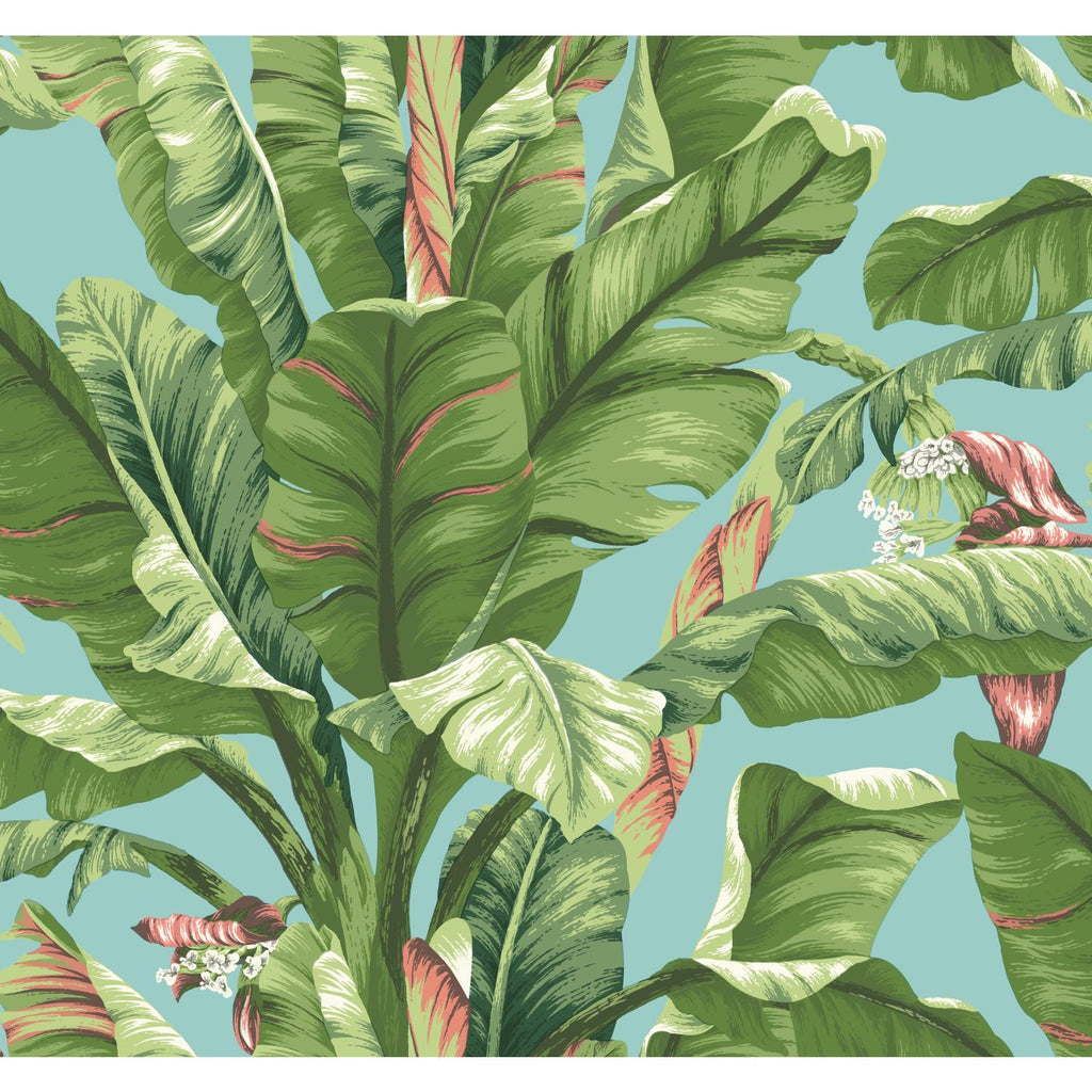 Ashford House Banana Leaf Aqua Wallpaper