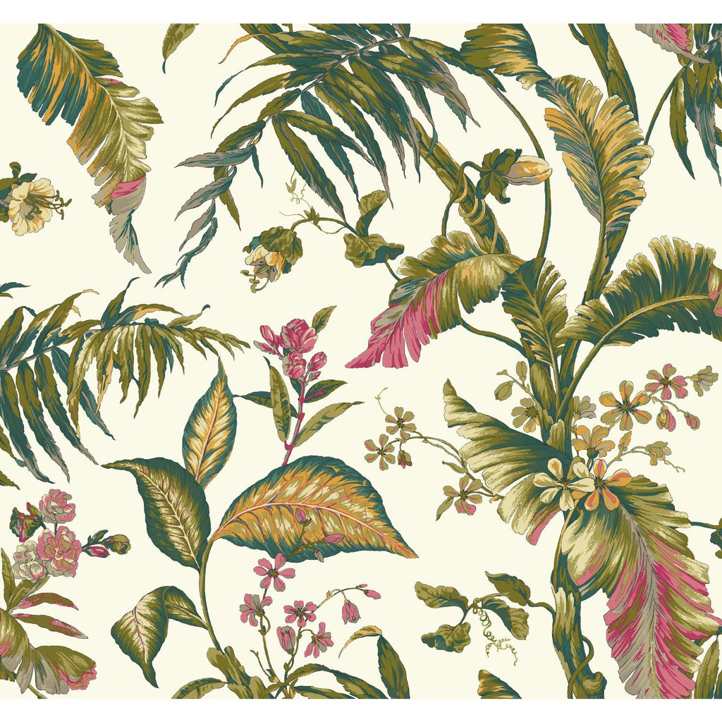 Ashford House Fiji Garden white/teal/aqua/pink/magenta/yellow/green/cream/grey Wallpaper