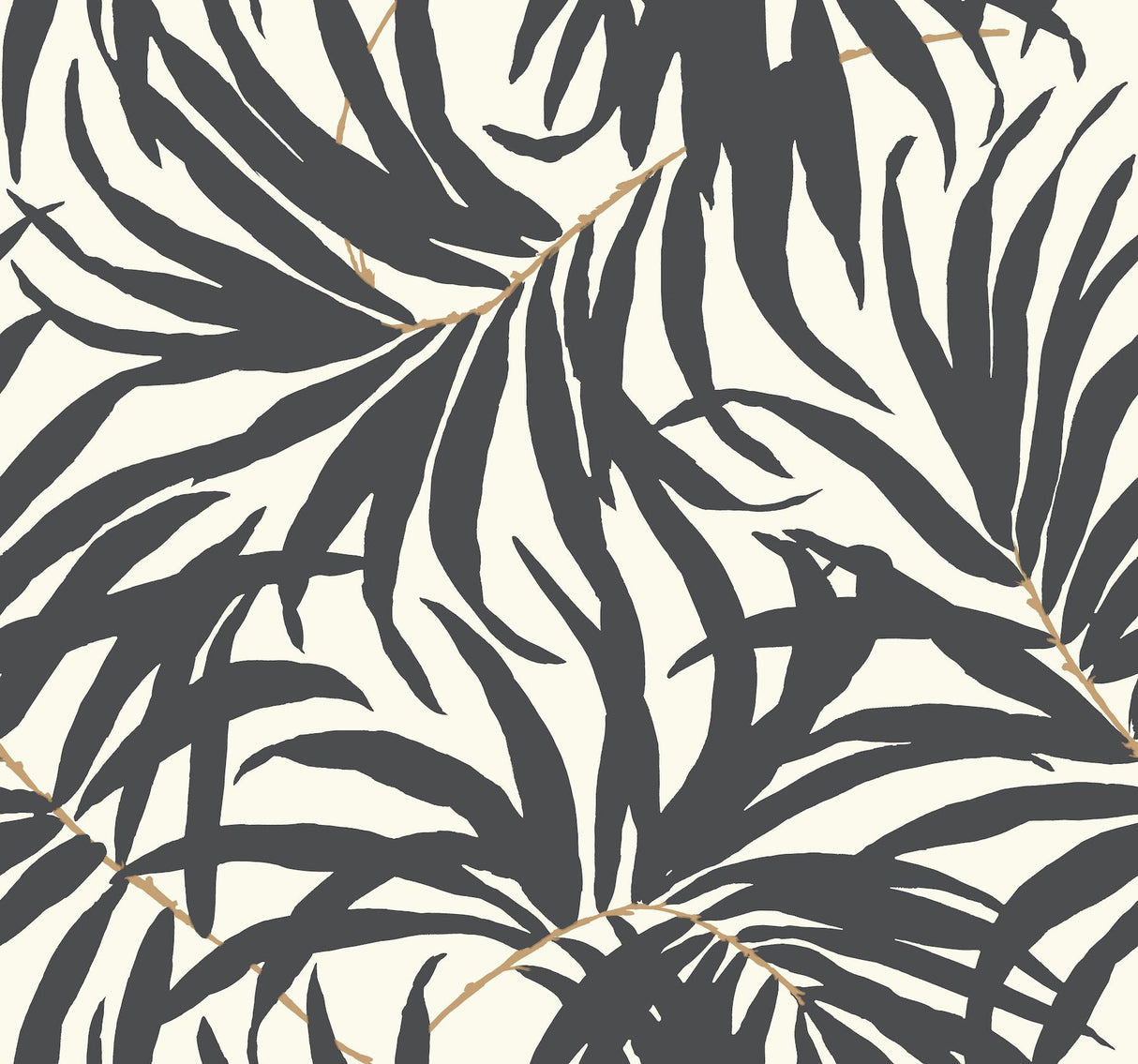 Ashford House Bali Leaves off white/darkest grey/tan Wallpaper
