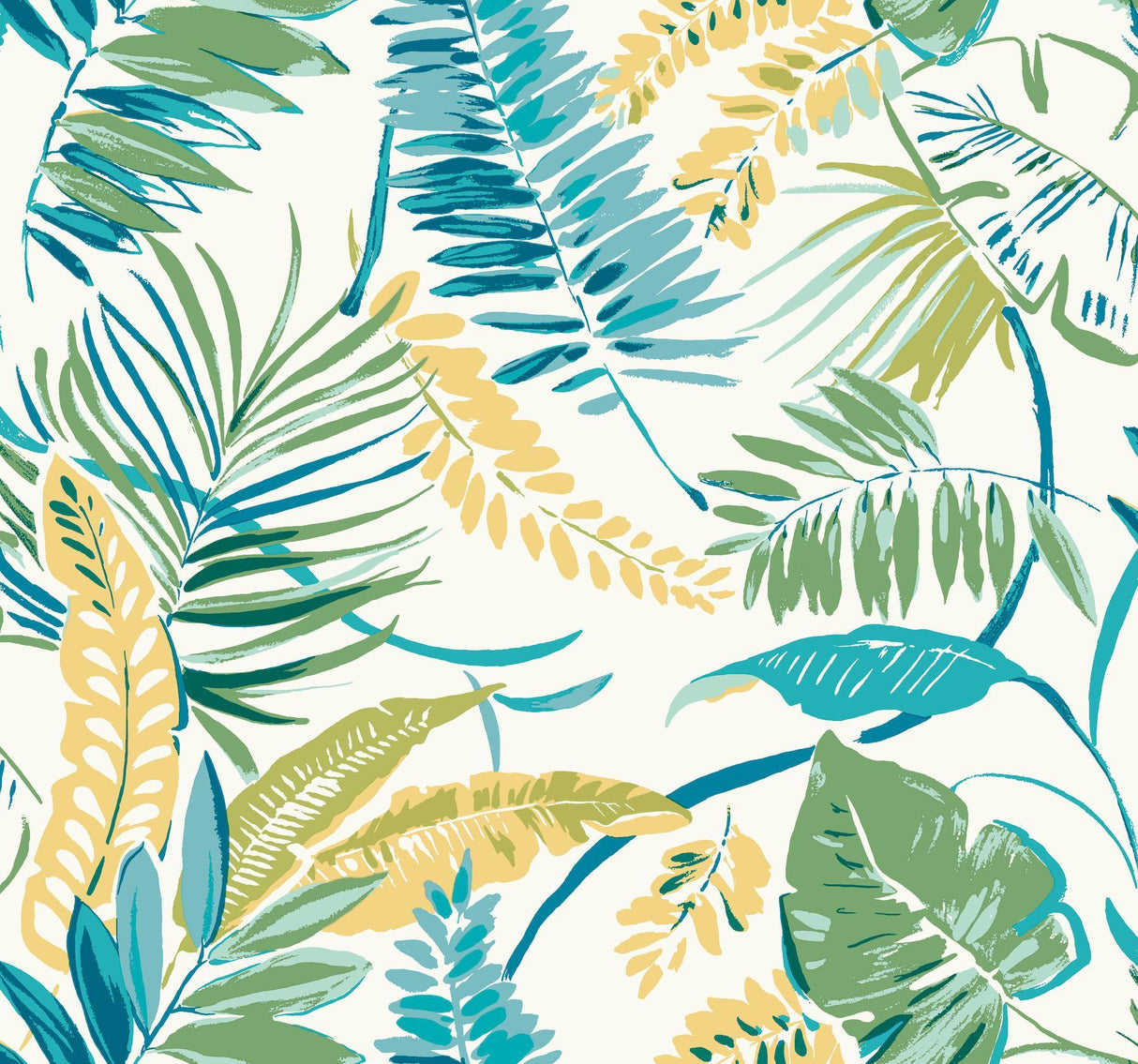 York Tropical Toss Aqua/Yellow Wallpaper