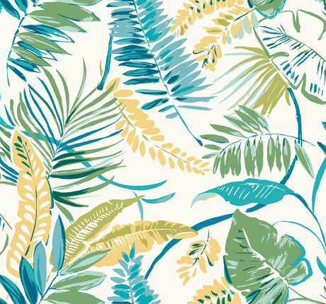 York Tropical Toss Aqua/Yellow Wallpaper