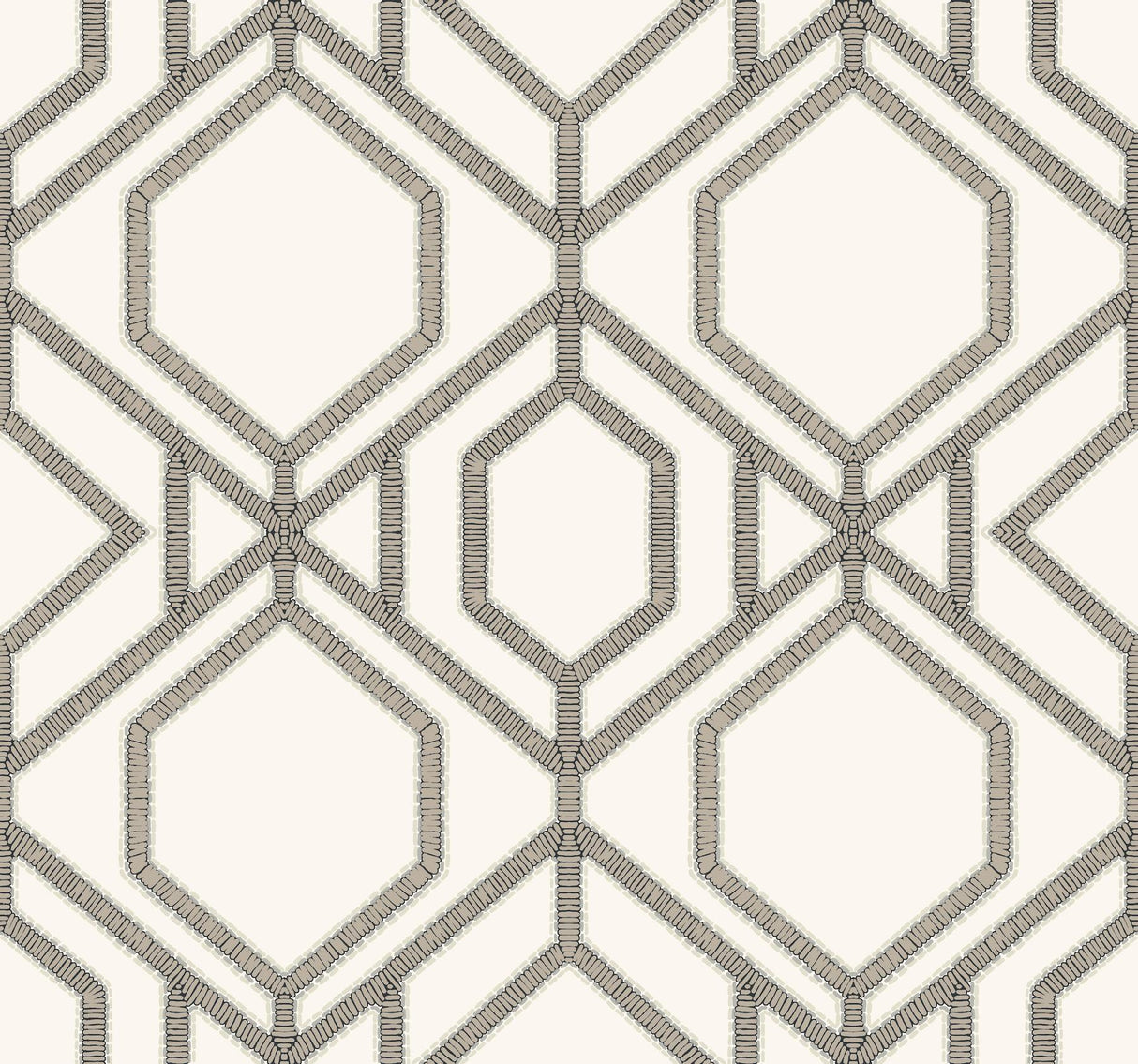 York Sawgrass Trellis White/Taupe Wallpaper
