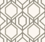York Sawgrass Trellis White/Taupe Wallpaper