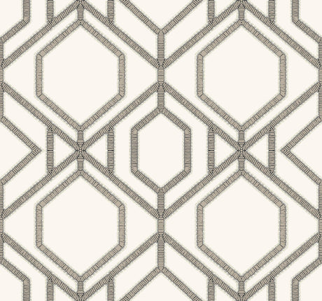 York Sawgrass Trellis White/Taupe Wallpaper