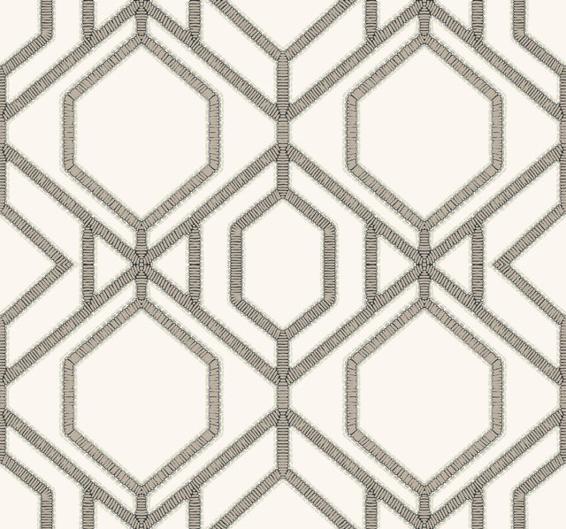 York Sawgrass Trellis White/Taupe Wallpaper