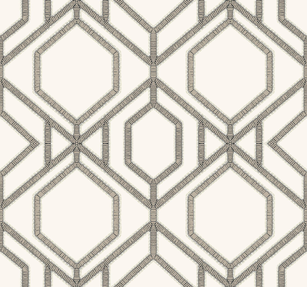 York Sawgrass Trellis White/Taupe Wallpaper
