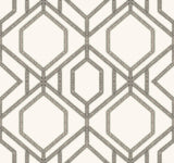 York Sawgrass Trellis White/Taupe Wallpaper