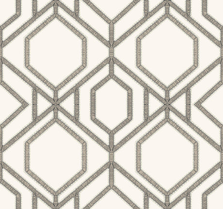 York Sawgrass Trellis White/Taupe Wallpaper