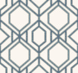 York Sawgrass Trellis White/Blue Wallpaper