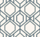 York Sawgrass Trellis White/Blue Wallpaper