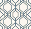 York Sawgrass Trellis White/Blue Wallpaper