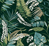 York Tropical Toss Dark Green Wallpaper