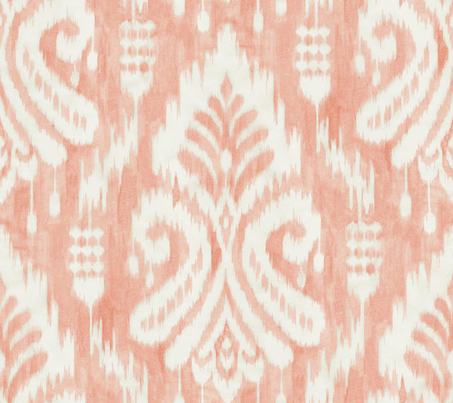 York Hawthorne Ikat Coral Wallpaper