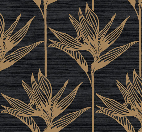 York Bird Of Paradise Black/Gold Wallpaper