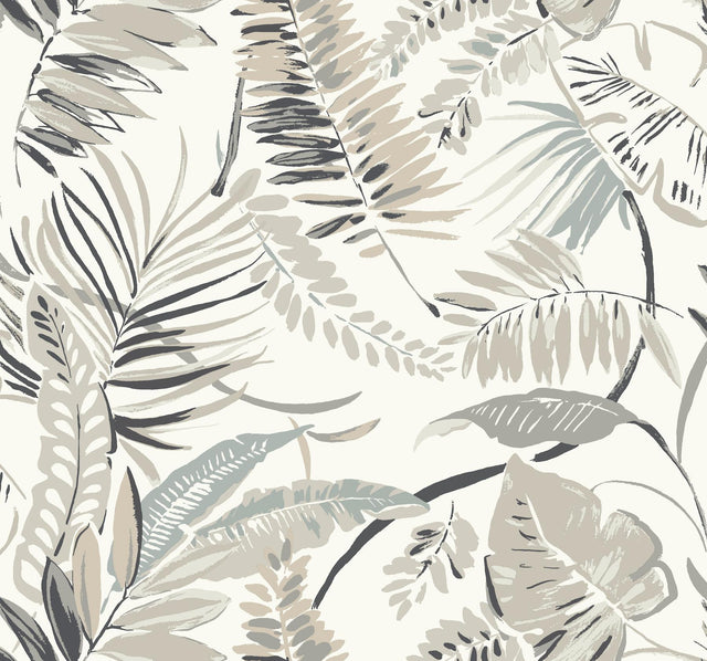 York Tropical Toss White Wallpaper