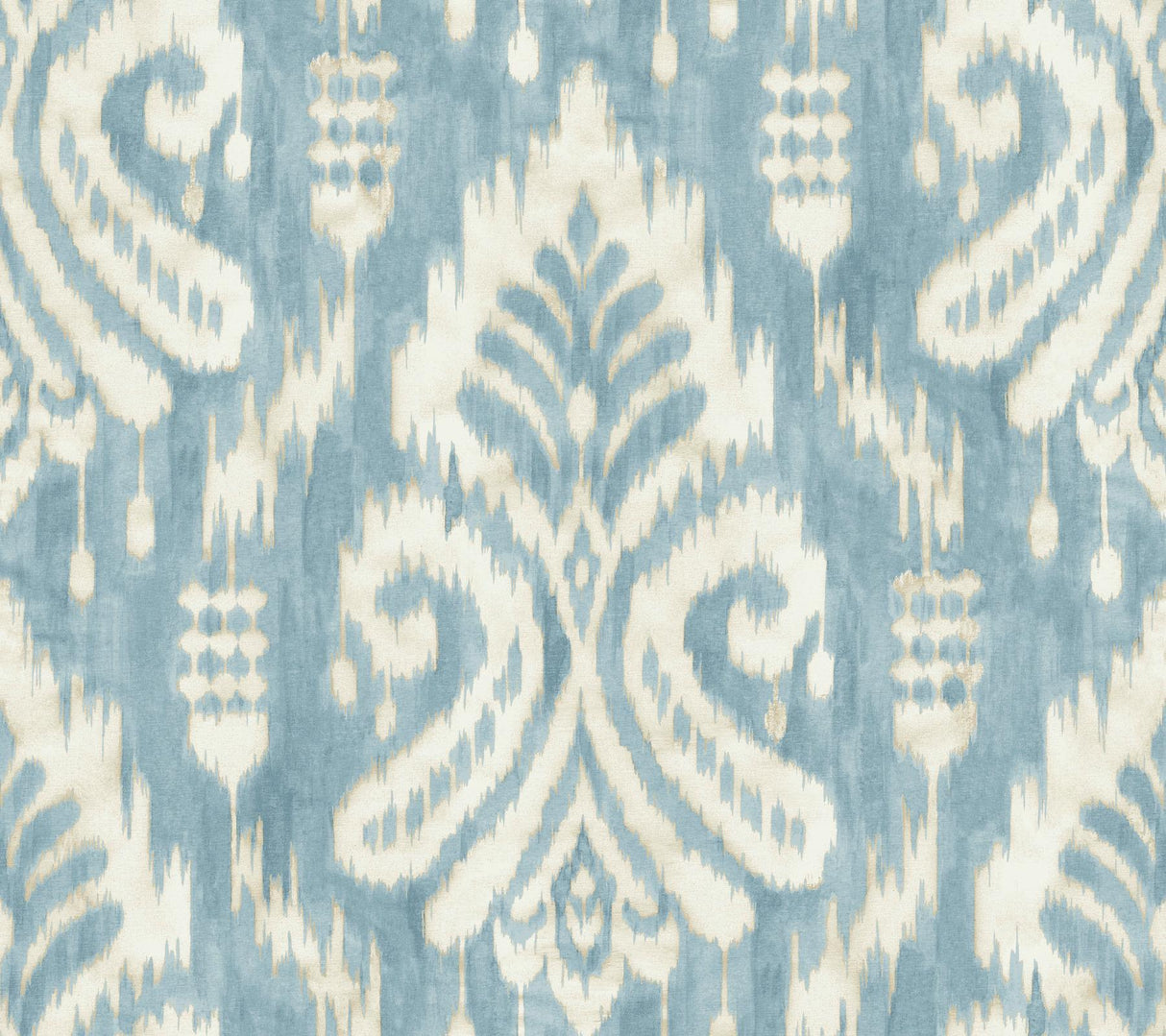 York Hawthorne Ikat Blue Wallpaper