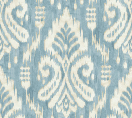 York Hawthorne Ikat Blue Wallpaper