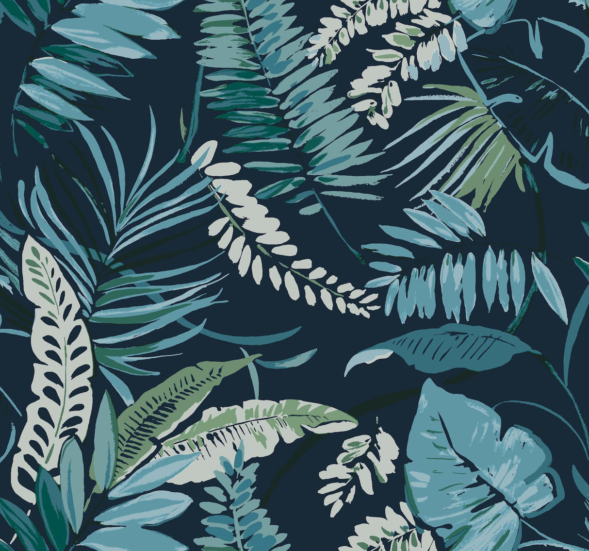 York Tropical Toss Navy Wallpaper