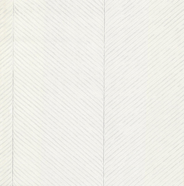 York Palm Chevron White/Silver Wallpaper