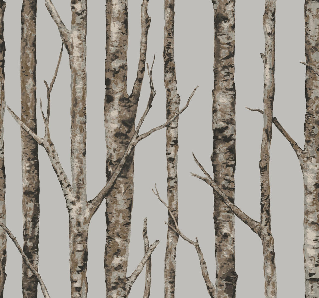 York The Birches Silver Grey Wallpaper