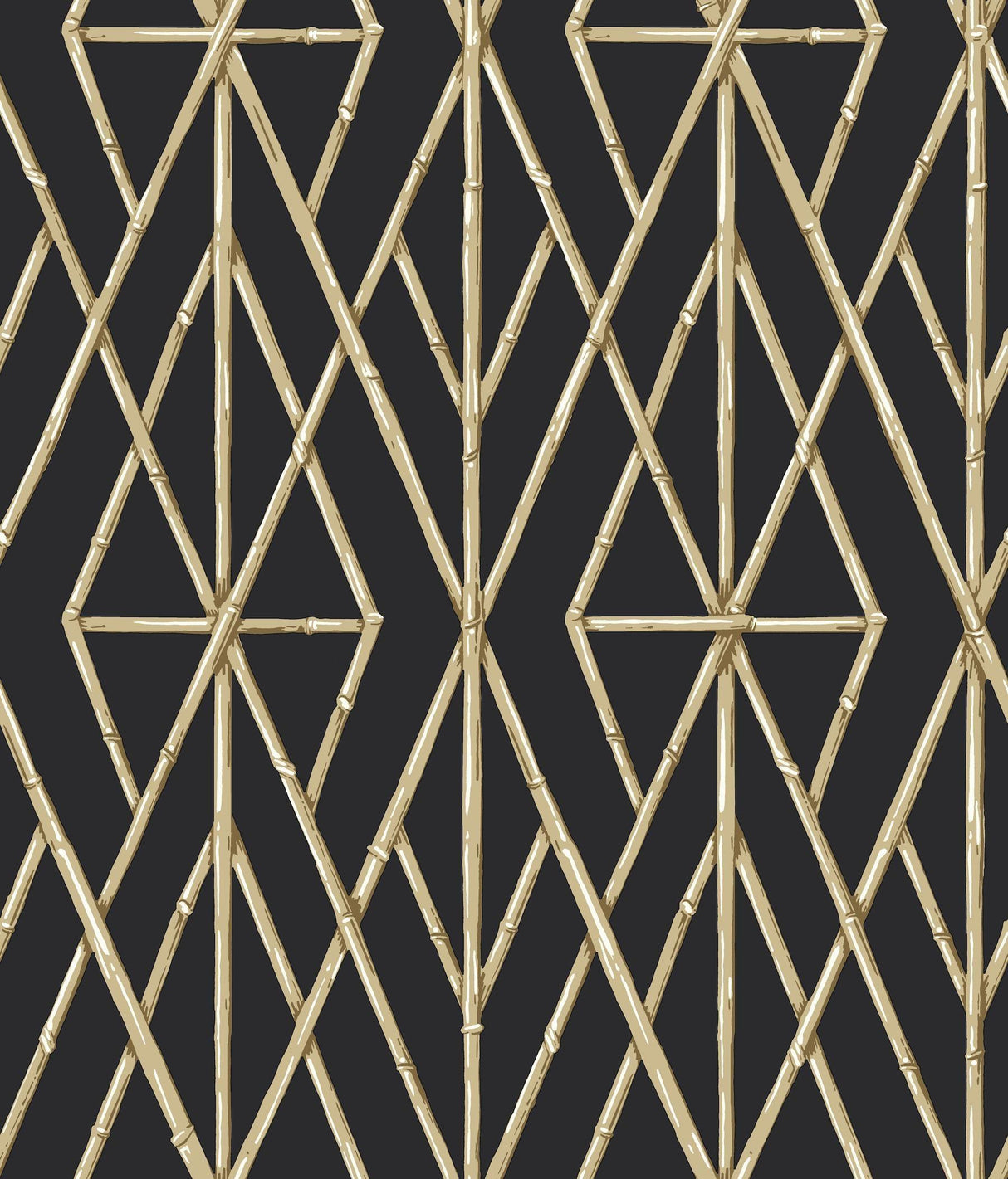 York Riviera Bamboo Trellis Black Wallpaper