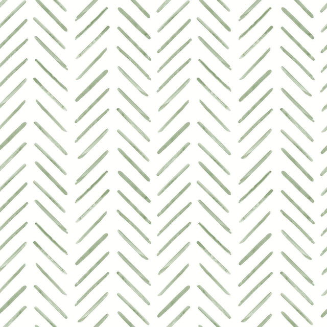 York Painted Herringbone Green Wallpaper