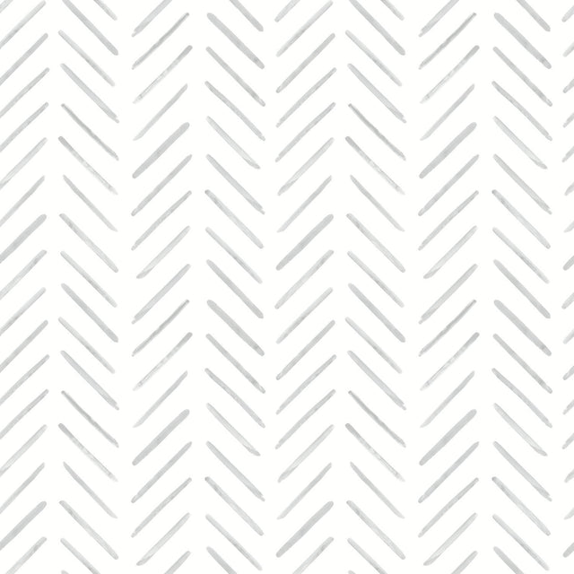 York Painted Herringbone Gray Wallpaper
