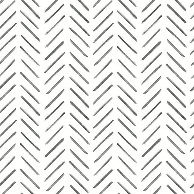 York Painted Herringbone Black Wallpaper