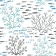 York Marine Garden Blue/Brown Wallpaper