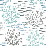 York Marine Garden Blue/Brown Wallpaper