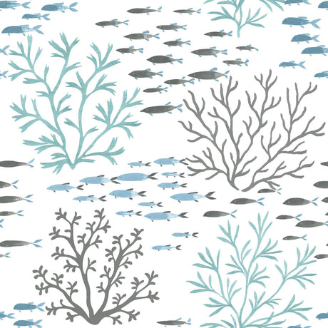 York Marine Garden Blue/Brown Wallpaper