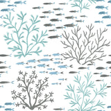 York Marine Garden Blue/Brown Wallpaper