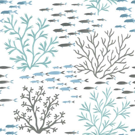 York Marine Garden Blue/Brown Wallpaper