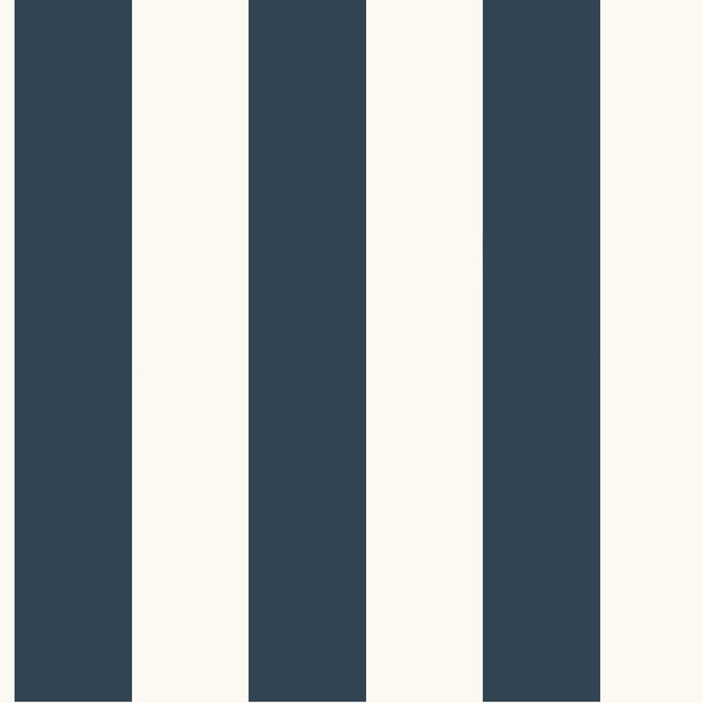 York Awning Stripe Navy Wallpaper