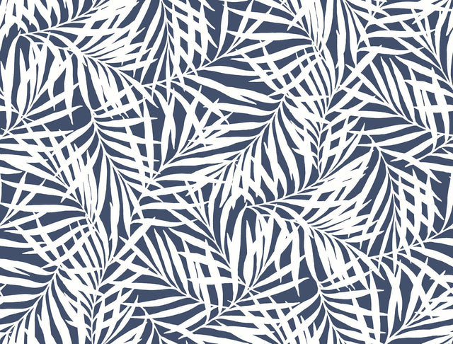 York Oahu Fronds Navy/White Wallpaper