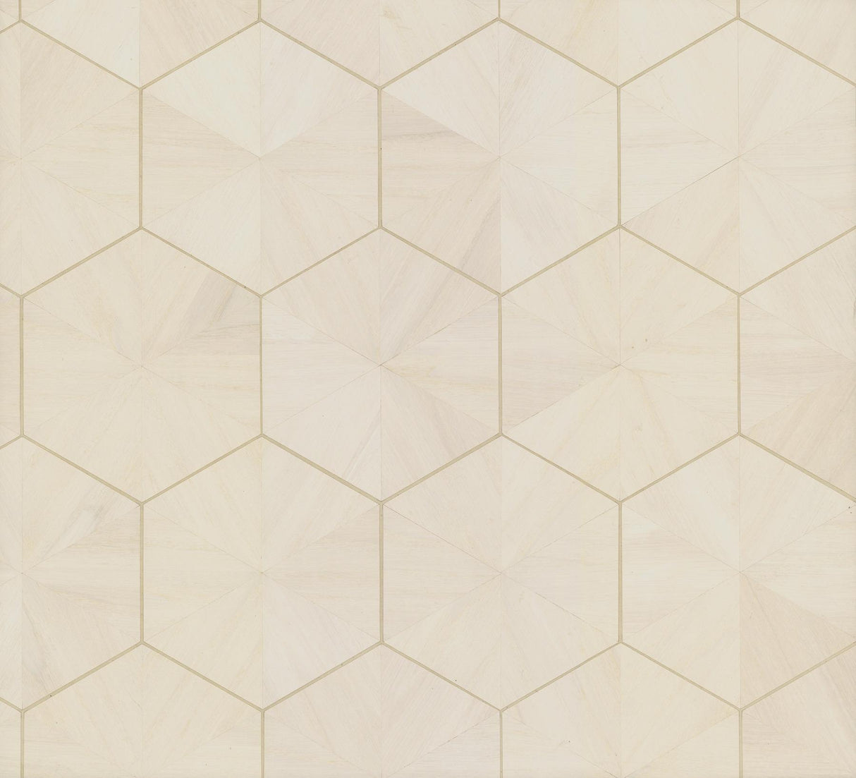 Ronald Redding Designs Hexagram Wood Veneer Off White Wallpaper