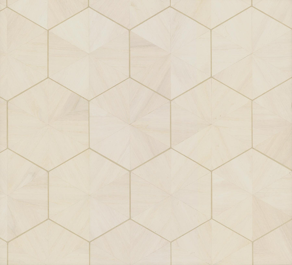 Ronald Redding Designs Hexagram Wood Veneer Off White Wallpaper