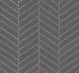 Ronald Redding Designs Atelier Herringbone Dark Gray Wallpaper